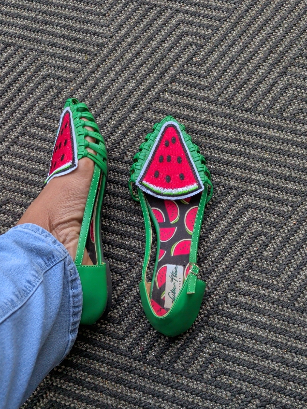 Lulu Hun Playful Green Watermelon-Embroidered Women’s Flat